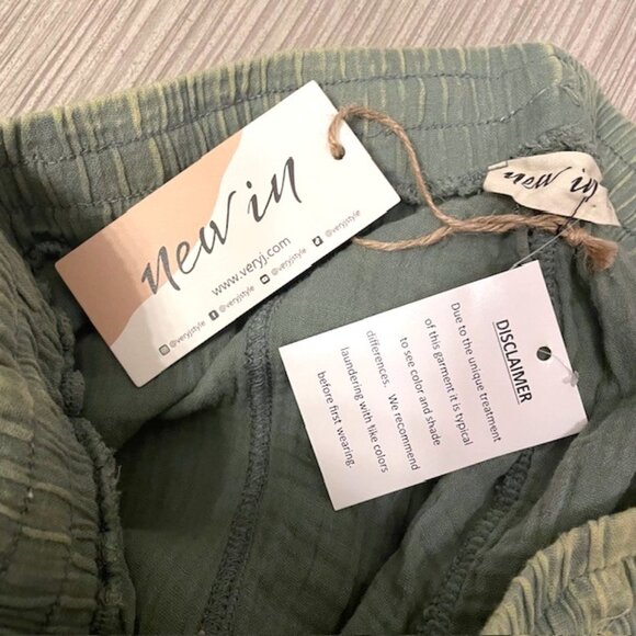 NWT New In Cotton Cargo Joggers Pull On Pants Green Size Large - Picture 12 of 16